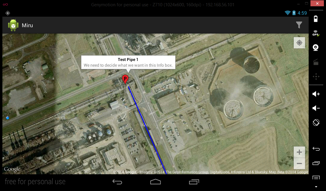 Pipeline data shown on Google map.